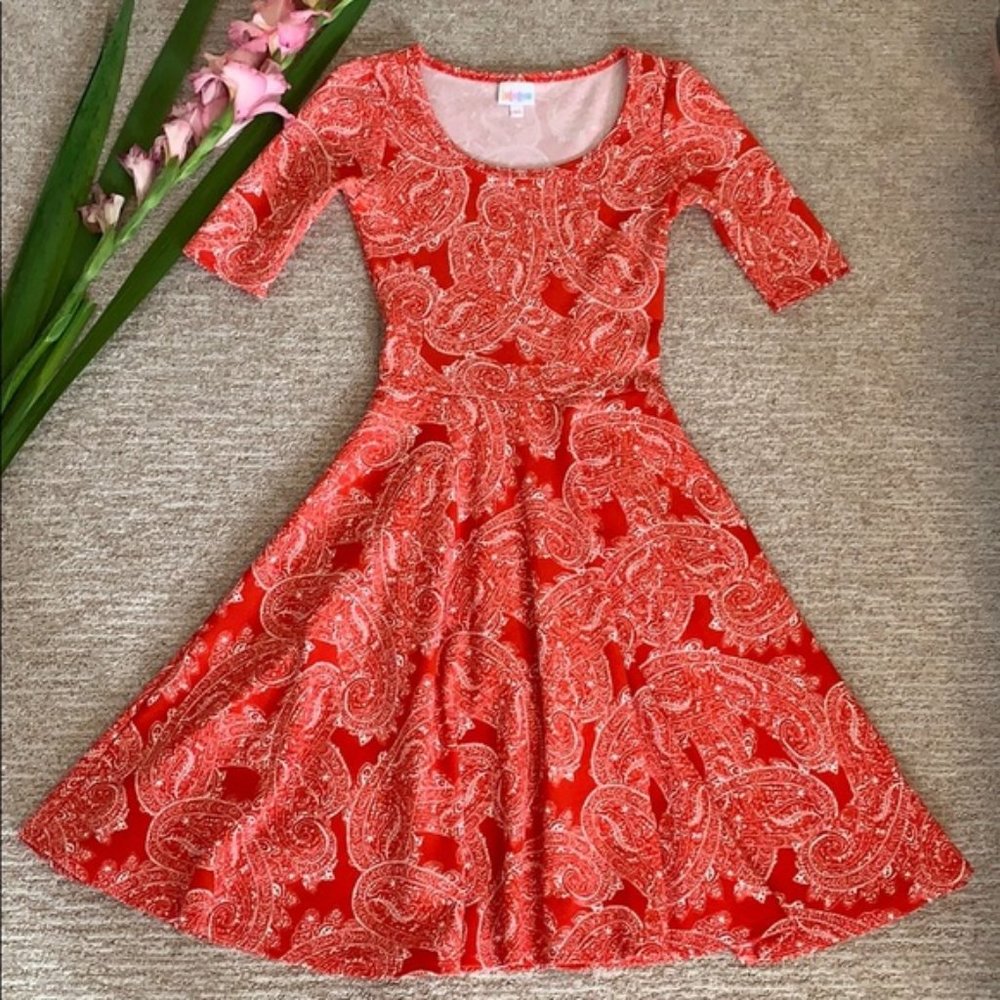 LuLaRoe XXS Orange Printed Dress